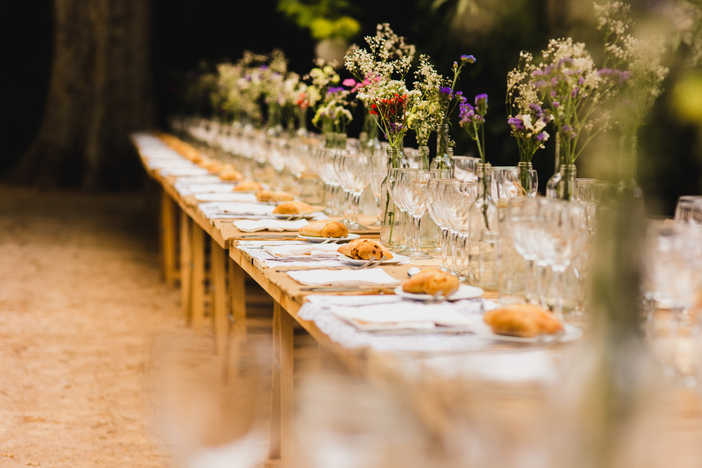 Wedding Reception Rustic Table Set Up